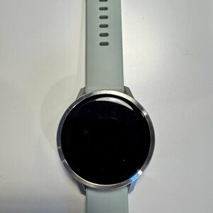 Garmin Smartwatch with Silver Bezel and Light Gray Band